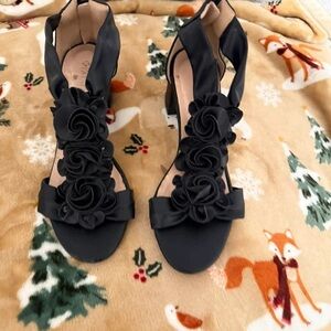 Chic Black Floral Women's Heels